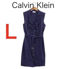 H5704◾️カルバンクライン　ノースリーブフリルカラー　ワンピース　Y2K