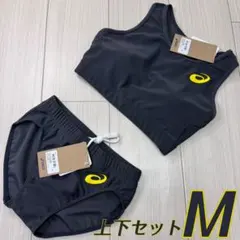 アシックス　女子陸上ユニフォーム上下　Mサイズ　ダークグレー単色　新品のサムネイル