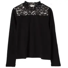 アースミュージックアンドエコロジー シャーリングレース衿プルオーバー 長袖