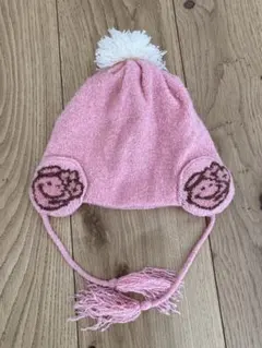 ニット帽　べべ　ピンク