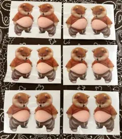 6枚セット（合計12匹） 柴犬 3Dステッカー おなかぷにぷにシール 　シール帳