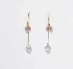 クリスタルクリアオーロラチェコビーズハートピアス・イヤリング