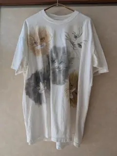 90s vintage 猫プリント ビッグシルエット Tシャツ