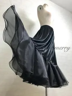 新品　社交ダンス　スリット　黒　スカート　アルゼンチンタンゴ　パーティ　4709 新品 社交ダンス スリット 黒 スカート アルゼンチンタンゴ