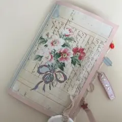 ㊳ジャンクジャーナル土台(大)チャーム付【シャビー/ビンテージ調】ピンク水色