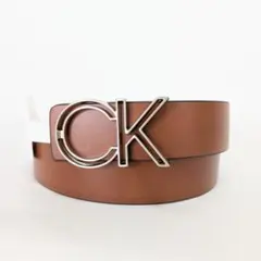 Calvin Klein ベルト ブラウン レザー CKロゴ 男女兼用 M