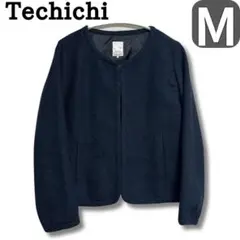 Techichi ノーカラージャケット M ネイビー　レディース　オフィス　長袖