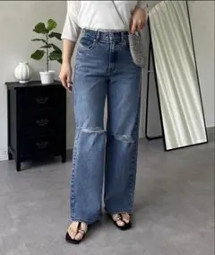 限定値下げ※プロズヴェール　MOMOダメージストレッチストレートデニム　Lサイズのサムネイル