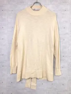 ZARA レトロ モード リボン バック オープン コットンニット カーディガン