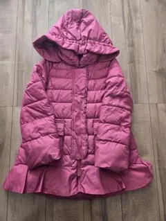 組曲　フード付きピンクダウンコート　130