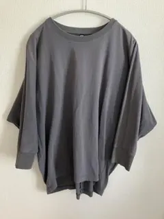ユニクロ　スムースコットンドルマンスリーブTグレー