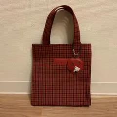 【正規品】ファミリア　トートバッグ　Sサイズ　小 赤系チェック