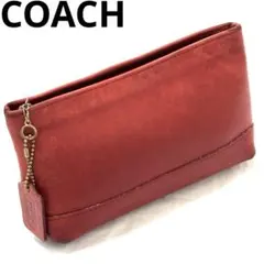 コーチ COACH オールドコーチ レザー ポーチ レッド 赤 化粧ポーチ