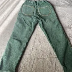 リブ素材 緑色 ストレートパンツ