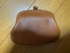 がま口　小銭入れ　コインケース　茶色　ブラウン　牛革　シュリンクスムース