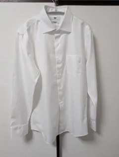 【2枚】 ユニクロ スーパーノンアイロン スリムシャツ 長袖 セミワイド 白 L