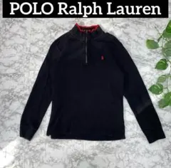 POLO Ralph Lauren ハーフジップ トレーナー ブラック×レッドL