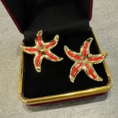 ヴィンテージ デザイン　アクセサリー　ピアス　イヤリング　ヒトデ　レッド