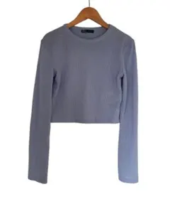 ZARA ニットトップス クロップド ショート丈 ブルー