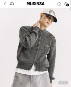 ジップアップカーディガン P-ACTIVE Two-tone lip knitのサムネイル