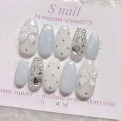 ネイルチップ‪‪♡ブルー 水色 ホワイト量産型地雷韓国ワンホン‬‬