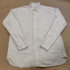 coen ホワイト 長袖シャツ 胸ポケット付き