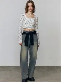 EMODA シアーベロアプレートクロップトップ　ドット