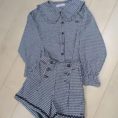 【極美品】メゾピアノ　ギンガムチェック柄　セットアップ　S　140　入学式