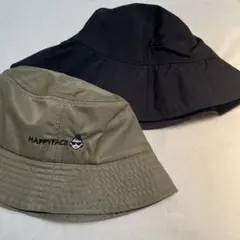 HAPPYFACEカーキとノーブランドブラック帽子2つセット57.5センチ