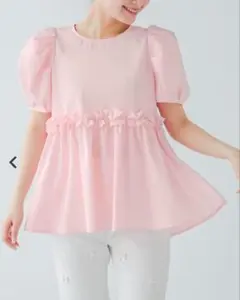 Fit more バックリボン切り替えフリルブラウス ピンクのサムネイル