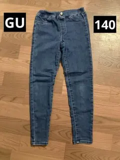 GU デニム ブルー スキニーパンツ ゴムウエスト 140 ②