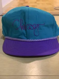 90’s Chicagoキャップ ターコイズ 紫 Free Size