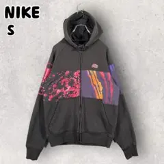 00s NIKE フルジップパーカー フーディ 裏起毛 海外限定 S ブラック