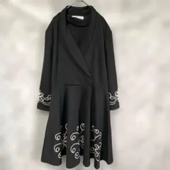 10526 xingchenk aiyi 長袖刺繍ワンピース フレア XL 黒