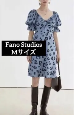 Fano Studios レオパード柄 半袖ミニワンピース ブルー 青 Mのサムネイル