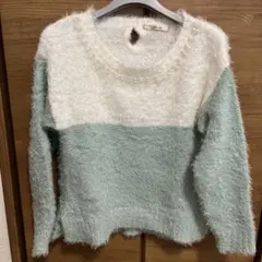 【美品】SUREVE　シュリーブ　ニット　トップス　緑×白　春　秋　冬【M】