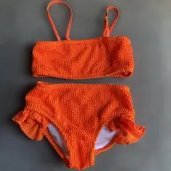 オレンジ フリル付きビキニ 12-18M