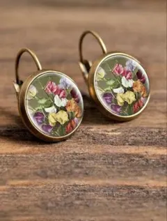 アンティーク調 ピアスとネックレス ボタニカル 花柄 ヴィンテージ風 2点セット