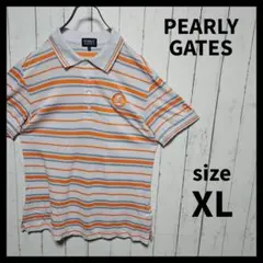 【PEARLY GATES】 鹿子ポロシャツ　半袖　ボーダー　ゴルフ　F485