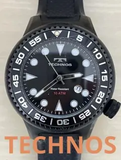 ロ*ム様 TECHNOS ブラックアナログ腕時計 10 ATM