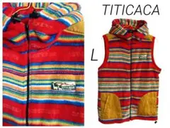 新品タグ付 TITICACAチチカカ マルチカラーストライプ フリースベスト L