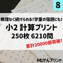 【1枚あたりが断然お得！】8.小学2年算数計算ドリル、日能研、こぐま会、スタサプ