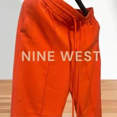 【美品】ナインウェスト/オレンジレッド赤/ジョガーパンツスリムストレートワイド