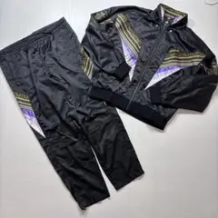 日本製レトロ古着ビッグアンティーク柄マオカラージャージセットアップ 
