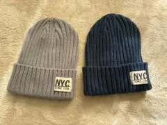 ニット帽 2色セット (グレー・ネイビー)