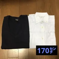 【中古／170㌢】ボタンダウンシャツ ＆ ニットベスト ＊ 2枚セット