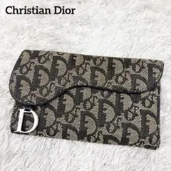 【美品】クリスチャンディオール トロッター ロゴ金具 三つ折り財布