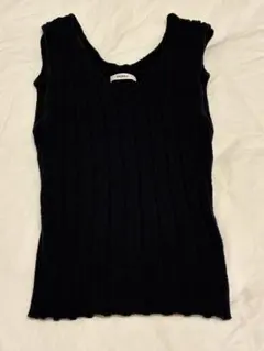 MURUA ムルーア　リブ編み ブラック ノースリーブニットトップス F