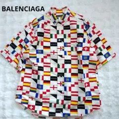 【タグ付き】バレンシアガ BALENCIAGA 半袖 柄シャツ 国旗・ロゴ柄 Mのサムネイル