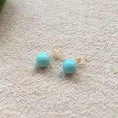 【新品】ターコイズ　ブルー　ゴールド　ピアス　1粒　トルコ石　s925